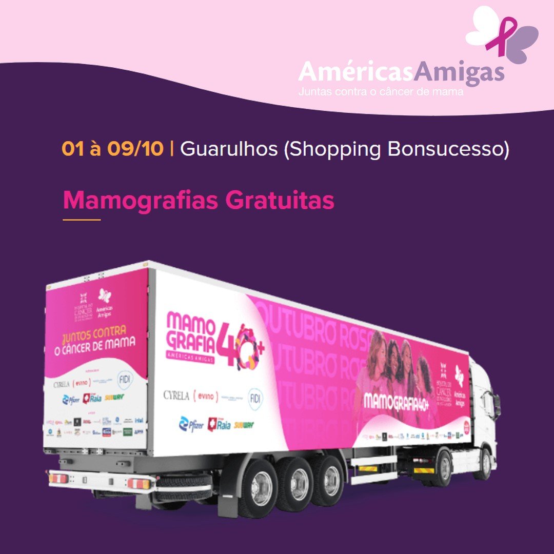 Carreta da Mamografia em Guarulhos oferece exame gratuito até sábado
